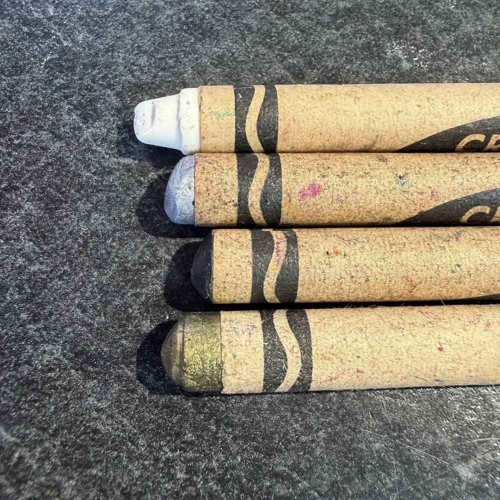 Vintage Crayola Crayons Binney & Smith White Silver Copper Gold Retired